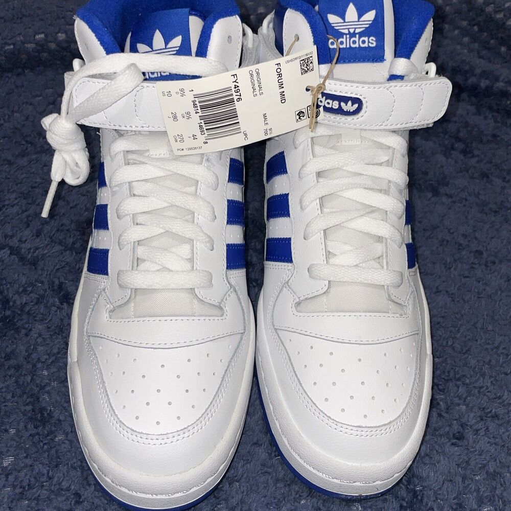 Adidas Forum Mid Originals Shoes White/ Royal Blue FY4976 Size 10 - Picture 7 of 10